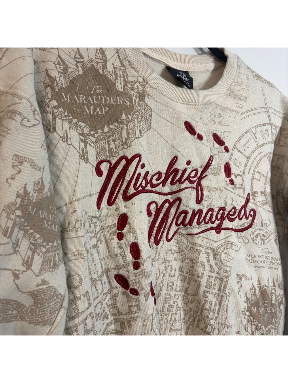 Rare Harry Potter "Mischief Managed" Marauder's Map Print Crewneck - Unisex XS